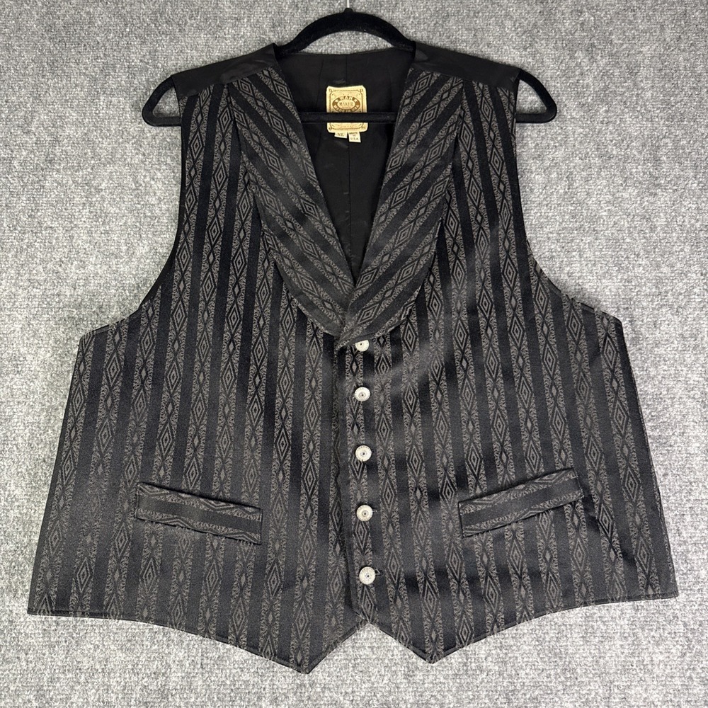 Wah Maker Western Frontier Button Vest Stripe Geometric USA Vintage Men's XL